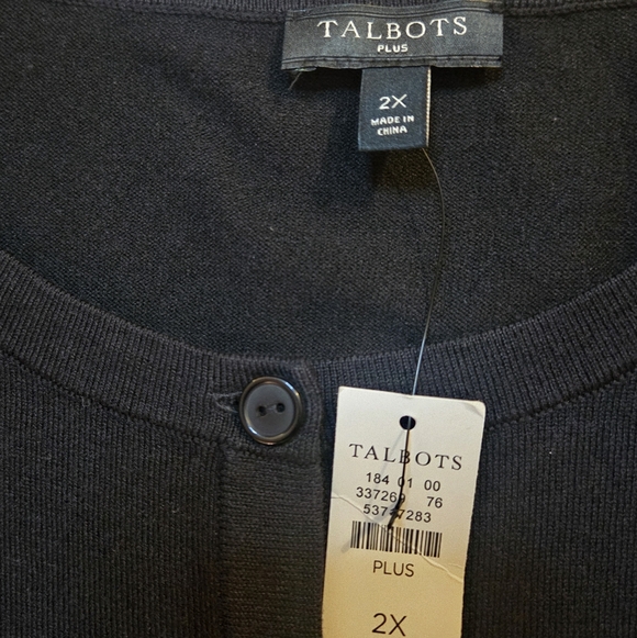 𝅺Talbots Women's Plus 3/4 Sleeve Button Front Cardigan Black Size 2X NWT - Picture 2 of 5